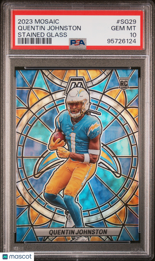 2023 Panini Mosaic Stained Glass Quentin Johnston #SG29 PSA 10